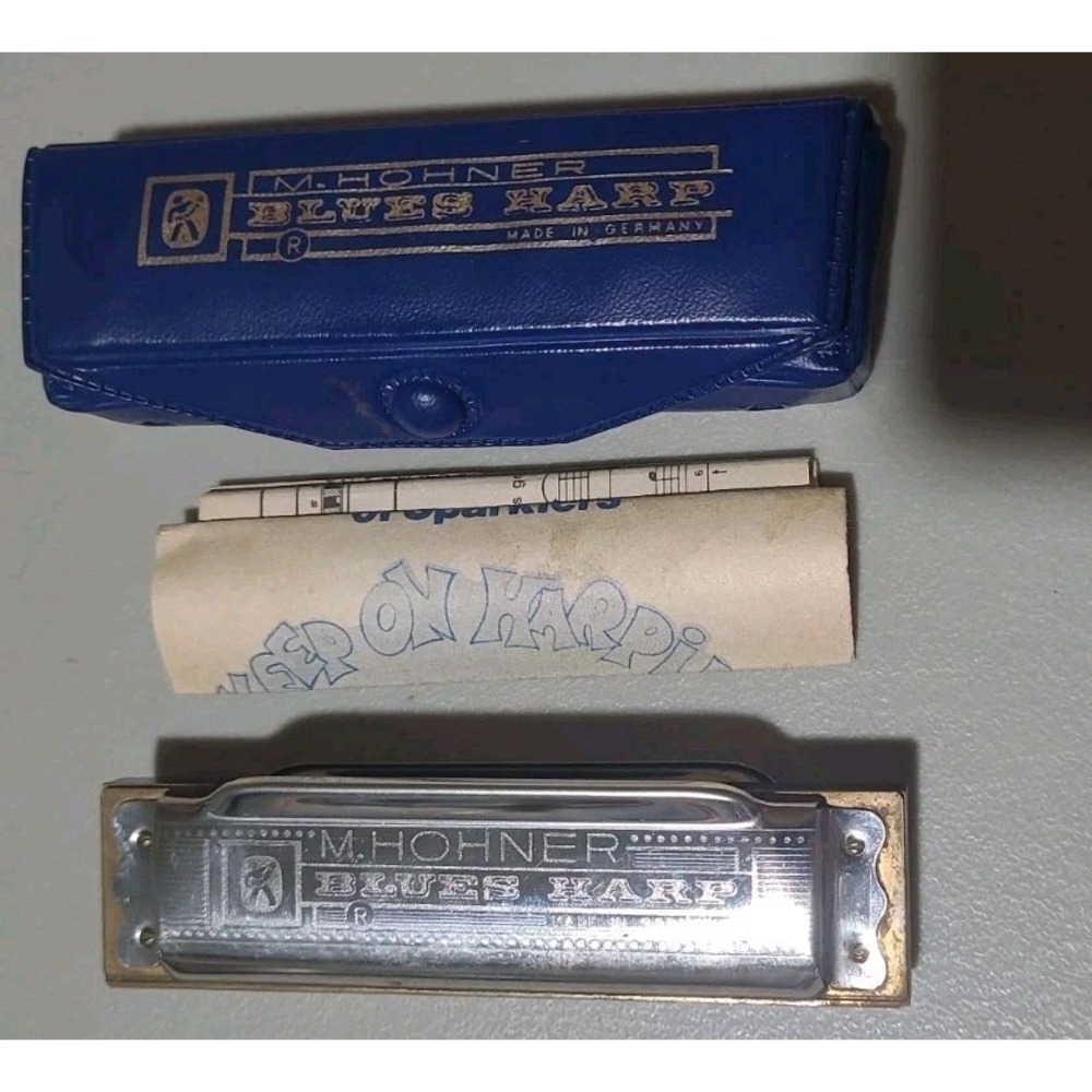 Vintage M. Hohner Blues Harp Harmonica Made in Germany 10 Hole Key of C W/ Case
